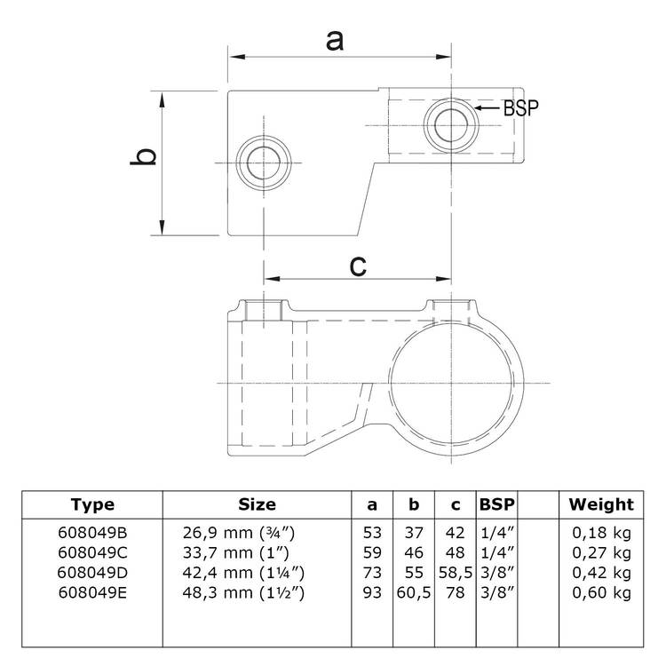 Buiskoppeling Verstelbaar hoekstuk -D / 42,4 mm